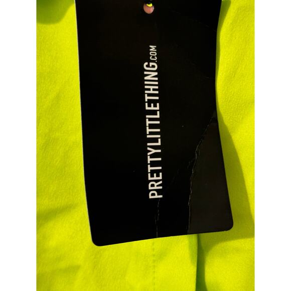 Pretty Little Thing Lime Satin Shirt Bodysuit Size 6 - Picture 6 of 7